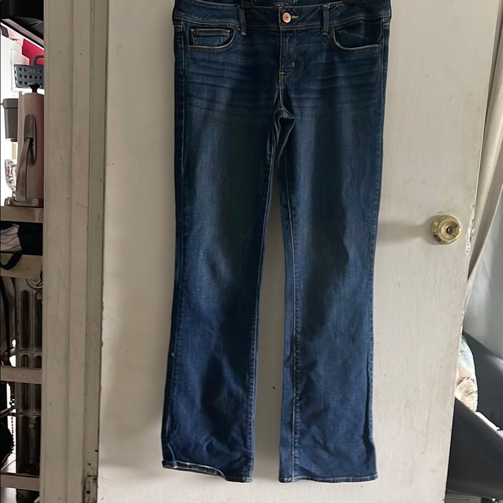 American Eagle Outfitters Women's Straight Leg Jeans - Dark Blue